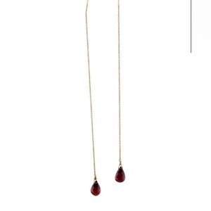 Elegant Gold and Red Garnet Dangle Drop 14kt Earrings